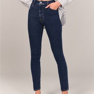 Abercrombie Super Skinny Ankle High Rise Distressed Light Blue